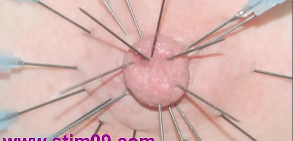  Squirting Saline by Nipple and Extreme Needles Pierced